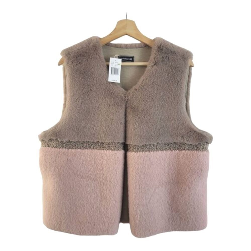 Madison 88 $159 Sz L/XL‎ Fashion Vest Faux Fur-Courdroy Pink/Mauve Pockets